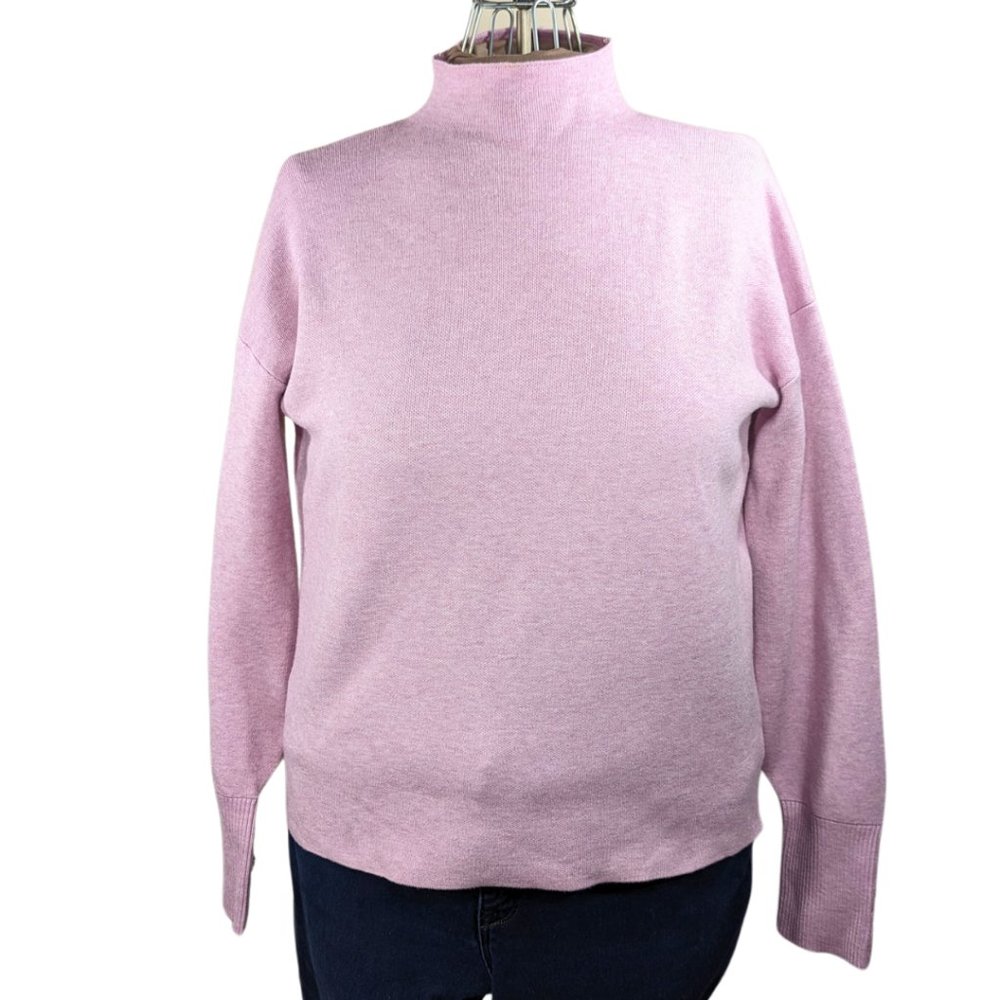 Tahari NWT Large Pink Mock Turtleneck Soft Long Sleeve Sweater w/Rhinestones - Picture 1 of 10